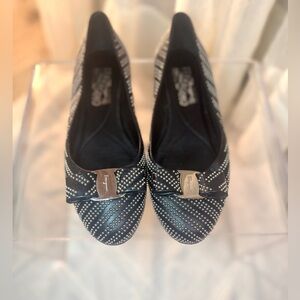 Salvatore Ferragamo Black Flats with Silver Accents